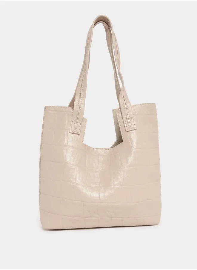 Styli Textured Shoulder Bag with Pouch