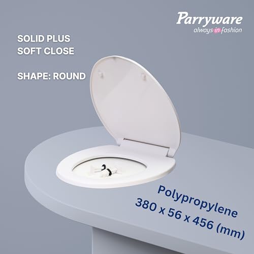 Parryware Solid Plus Soft Close Toilet Seat Cover with Hinges | Eco-friendly Material with Superior Finish | Round Shape & White Colour | Seat Covers for Western Commode | Bathroom Fixtures (E83071C) - Image 4