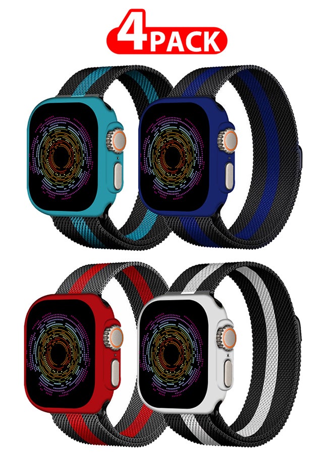 CATANES 4 Pack Stainless Steel Milanese Loop Compatible with Apple Watch Band 42mm 44mm 45mm 49mm men and women Mesh Loop Magnetic Clasp Replacement for iWatch Bands Ultra2/Ultra/Series 9 8 7 SE 6 5 4 3 2 1  - Image 1