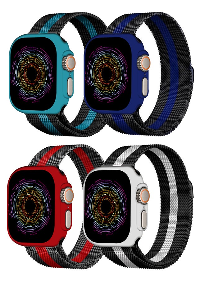 CATANES 4 Pack Stainless Steel Milanese Loop Compatible with Apple Watch Band 42mm 44mm 45mm 49mm men and women Mesh Loop Magnetic Clasp Replacement for iWatch Bands Ultra2/Ultra/Series 9 8 7 SE 6 5 4 3 2 1  - Image 2