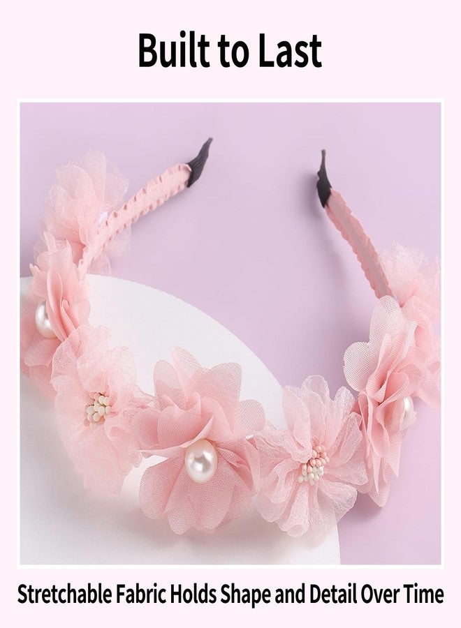 يافيجي طوق رأس مزين بالزهور من YAFIYGI للفتيات، طوق رأس مزين بالورود الوردية، أطواق رأس أنيقة مزينة باللؤلؤ للنساء والفتيات، مناسب لحفلات الزفاف، أطواق رأس مانعة للانزلاق. - Image 5