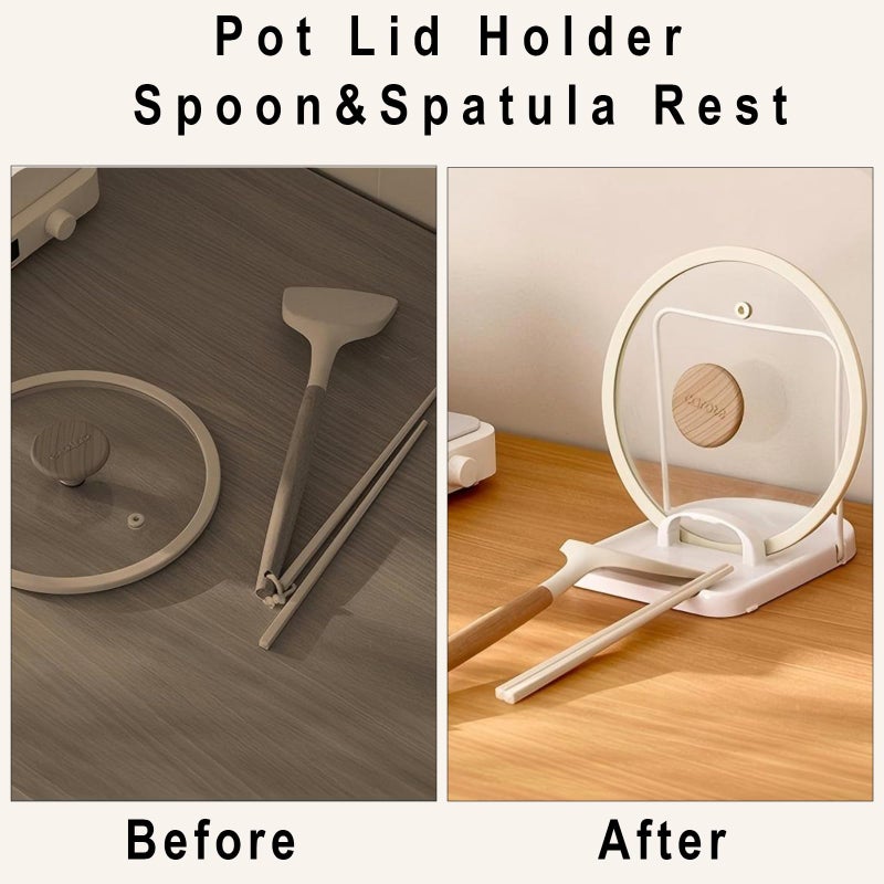 Falumnook Foldable Pot Lid Holder & Spoon Rest - ABS with Stainless Steel, Non-Slip Silicone Base, Holds Lids & Utensils, Dishwasher Safe, Space-Saving Kitchen Organizer for Countertop - Image 5