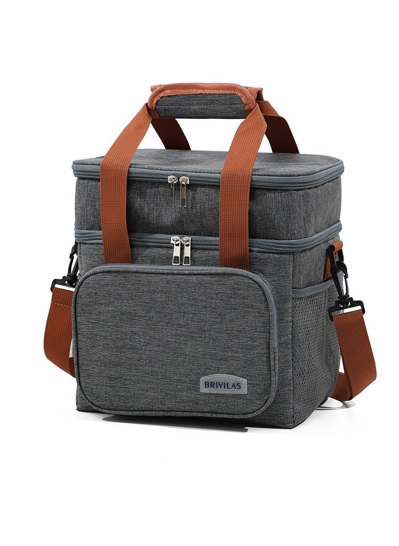 Generic [grey]Handheld One Shoulder Bento, Rice Box Bag, Outdoor Picnic Bag 