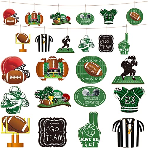 Yulejo 24 Pieces Football Wooden Hanging Ornaments for Christmas Tree Football Cutout Wood Ornament DIY Crafts Decorations Party Favors for Tree Bowl Game Day Decorations Sport Game Day Party Supplies - Image 1