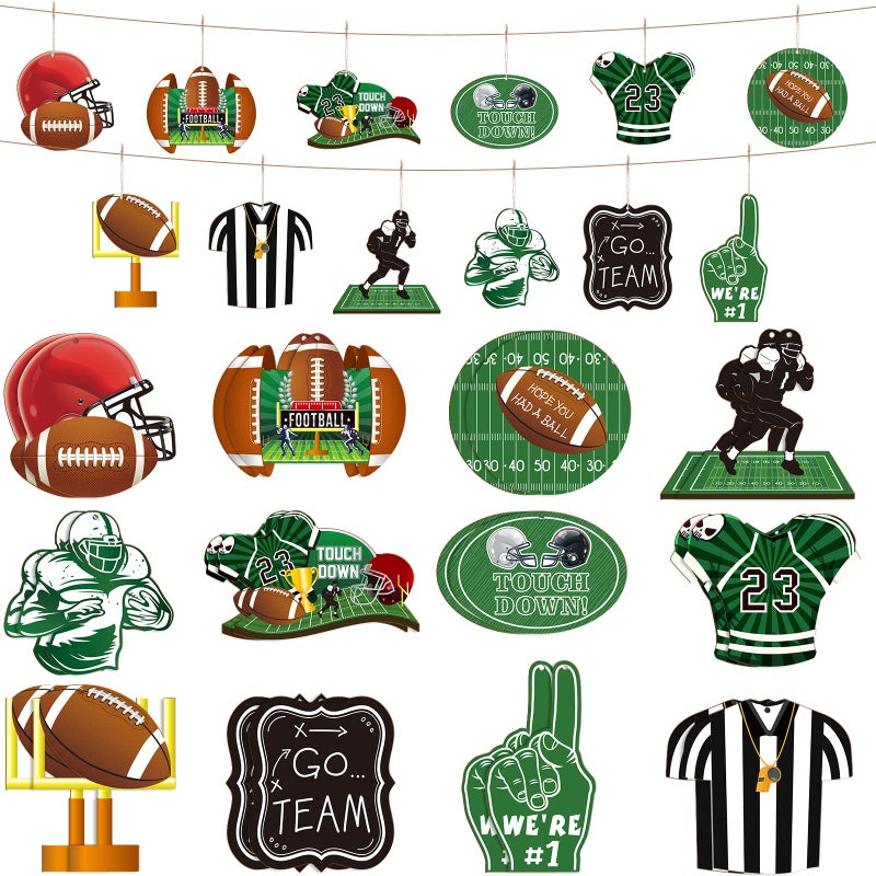 Yulejo 24 Pieces Football Wooden Hanging Ornaments for Christmas Tree Football Cutout Wood Ornament DIY Crafts Decorations Party Favors for Tree Bowl Game Day Decorations Sport Game Day Party Supplies - Image 2