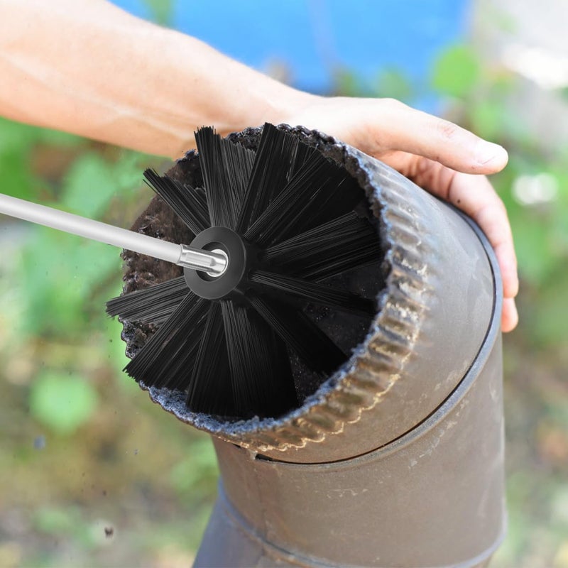 DOITOOL 20 Feet Chimney Brush Sweep Kit, Chimney Cleaning Kit with 15 Flexible Extendable Rods, 3.9" and 5.9" Brush Heads for Easy Cleaning, for Efficient Fireplace, Air Dryer Duct Maintenance - Image 2