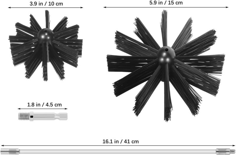 DOITOOL 20 Feet Chimney Brush Sweep Kit, Chimney Cleaning Kit with 15 Flexible Extendable Rods, 3.9" and 5.9" Brush Heads for Easy Cleaning, for Efficient Fireplace, Air Dryer Duct Maintenance - Image 4