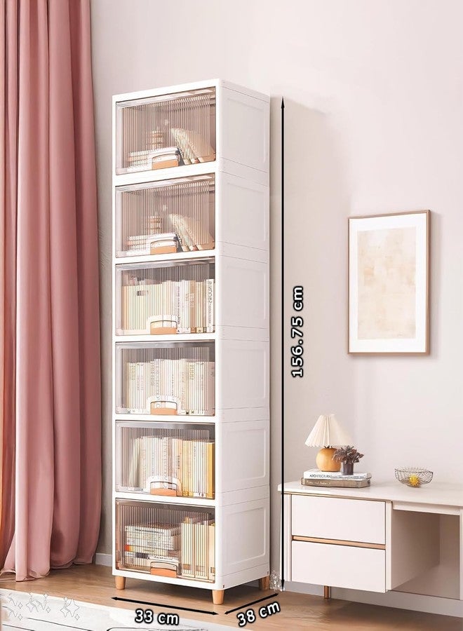 LUHI Multi-Purpose Organizer | Modular Storage Box for Clothes, Kitchen, Bedroom & Living Room | Stackable Rack, Space-Saving Wardrobe Cabinet (Crystal White, 6-Layer) - Image 2
