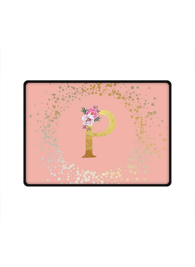 Stylizedd Designer Gaming Mouse Pad Anti-Skid Mousepad Large Keyboard Mouse Pad Desk Mat Custom Monogram Initial Letter Floral Pattern Alphabet - P(Rose Pink)  - Image 1