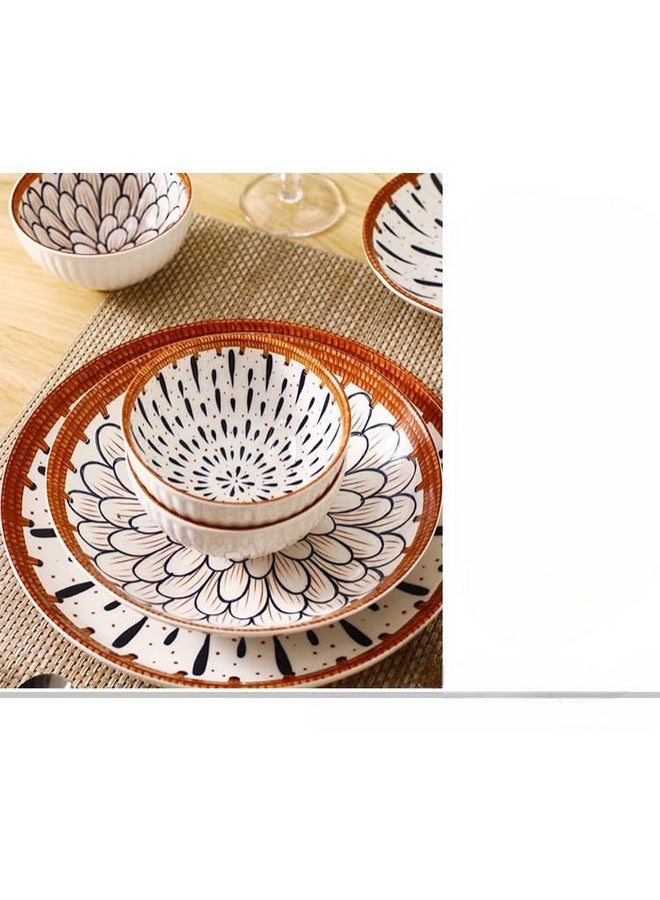 Agabani Agabani Japanese Asian Cuisine Bowl Set, Ceramic Bowl Serving for Snack, Soup, Dessert, Salad, Noodle, Pasta, Oatmeal, Rice, White and Blue Porcelain Bowls for Kitchen, Dinner Bowl Set of 4  - Image 5
