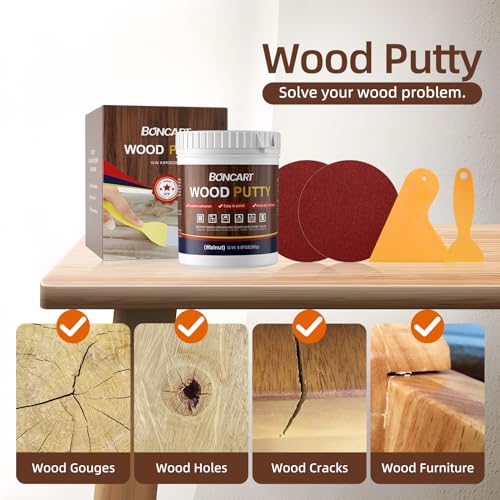 BONCART Walnut Wood Putty Filler - 9.87 Ounce Paintable Wood Filler for Furniture Repair - Image 3