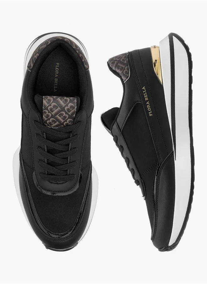 Flora Bella By Shoexpress Women's Monogram Print Sneakers with Lace-Up Closure