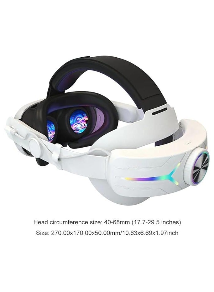 Karessories Headstrap Adjustable Size with Comfortable PU Leather Pad | RGB LED Light with 4 Light Modes | 8000mAh Battery for Charging | Headset Compatible with Quest 3 VR - Image 1