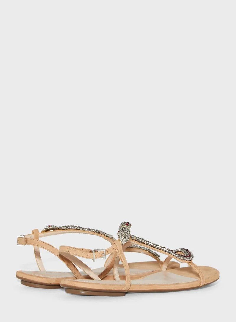 Schutz Ankle Strap Buckle Detail Sandal - Honey Beige