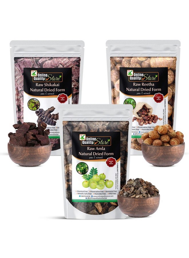 Online Quality Store Reetha Amla Shikakai Combo Raw Form - 600G |Raw Reetha For Hair |Aritha|Reetha|Ritha|Soapnuts (Sapindus Mukorossi) |Indian Gooseberry |Dried Shikakai, Acacia Concinna |Reetha Amla Shikakai Raw Shampoo |Hair Pack ,600G  - Image 2