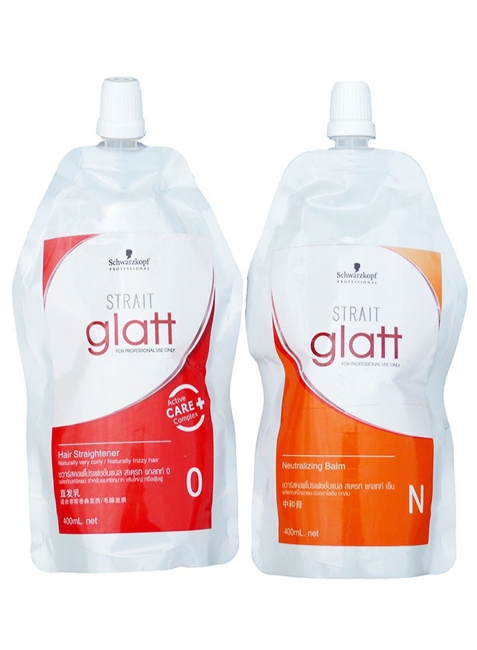 Schwarzkopf Glatt Professional Hair Straightening Cream No.2 (Very Curly/Frizzy Hair) 400ml + Neutralizing Balm 400ml (0+N) - Image 1