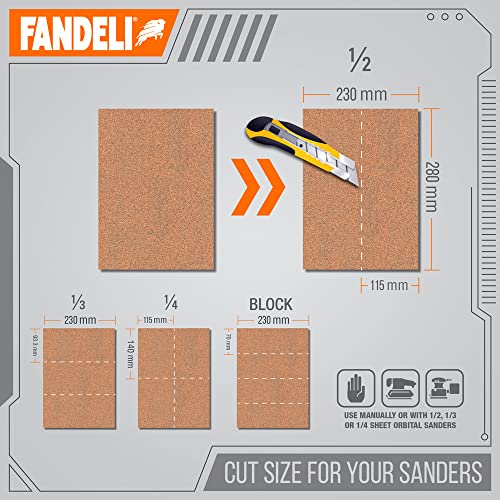 Fandeli 36027 220 Grit Multipurpose Sandpaper Sheets, 9" x 11", 25-Sheet - Image 4