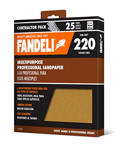Fandeli 36027 220 Grit Multipurpose Sandpaper Sheets, 9" x 11", 25-Sheet - Image 2