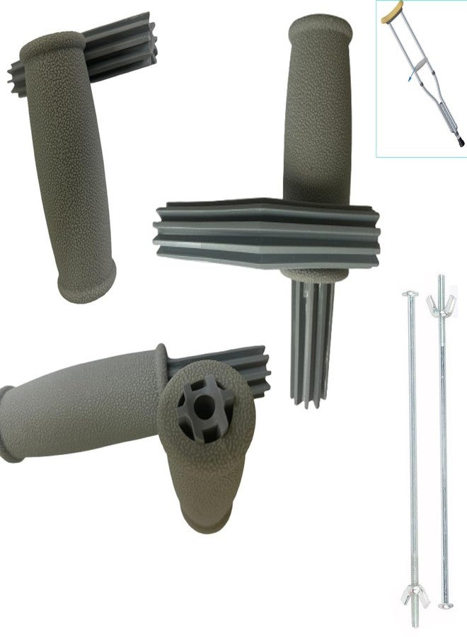 DraCra 4 Set Crutch Handle Replacement with Mount Bolts Screws Rubber Hand Grips Kit for Aluminum Crutches Underarm Walking Aid Folding Under Arm Crutches - Image 1