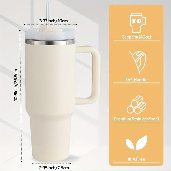 GABANIZ Stainless Steel Tumbler with Lid and Straw Vacuum Insulated Tumbler Double Wall Reusable Tumbler Bottle with Handle Leak Proof Tumbler for Office Gym - Image 4