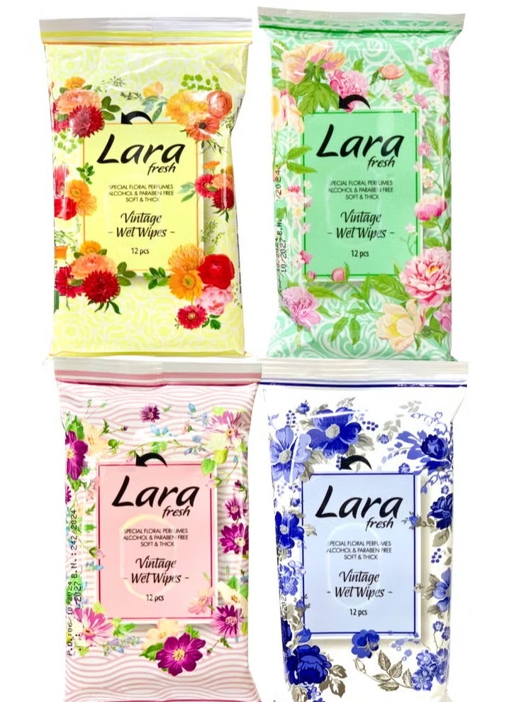 Lara Fresh Vintage Wet Wipes 12*4 Pcs Multi-Color
