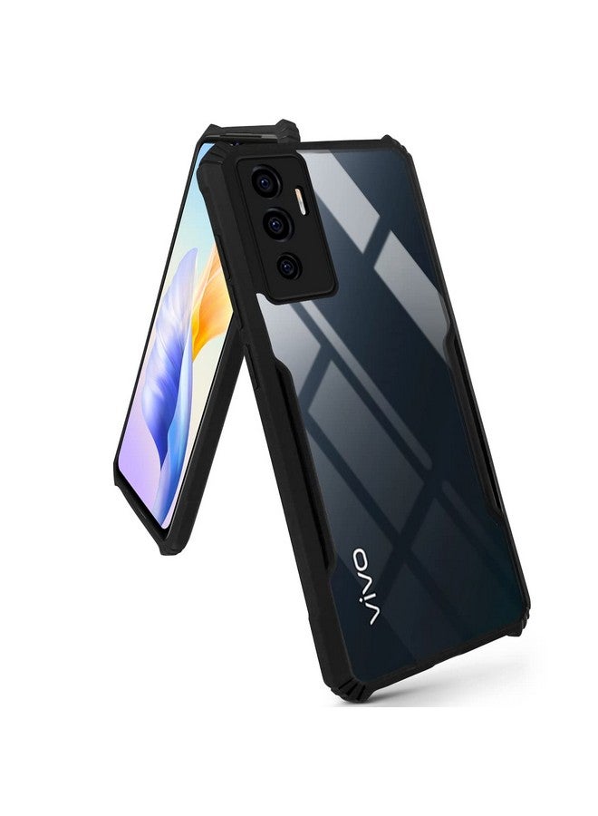 جكوبي جراب خلفي من Jkobi لهاتف Vivo V23e 4G | 5G (غطاء خلفي من الزجاج الكريستالي | حماية للكاميرا | مقاوم للصدمات | أسود احترافي) - Image 5
