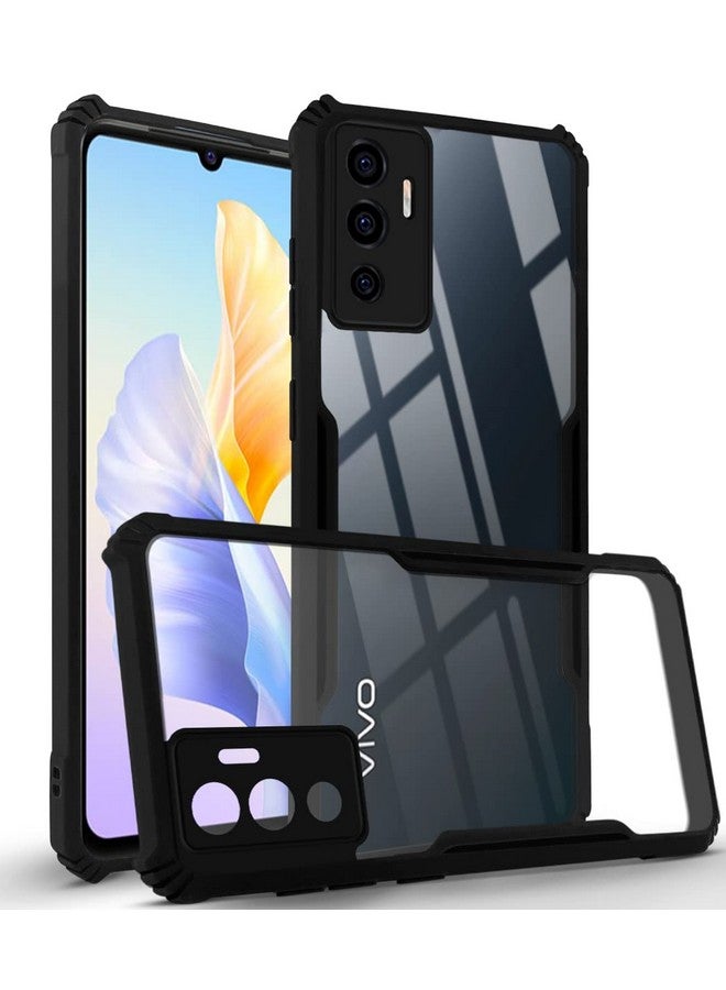 جكوبي جراب خلفي من Jkobi لهاتف Vivo V23e 4G | 5G (غطاء خلفي من الزجاج الكريستالي | حماية للكاميرا | مقاوم للصدمات | أسود احترافي) - Image 1
