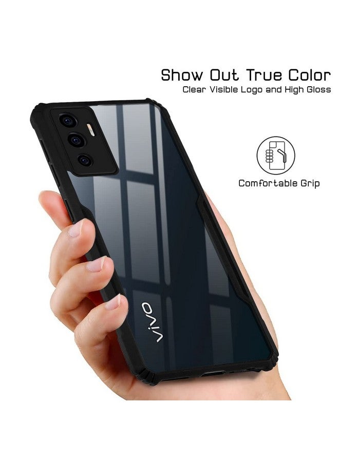 جكوبي جراب خلفي من Jkobi لهاتف Vivo V23e 4G | 5G (غطاء خلفي من الزجاج الكريستالي | حماية للكاميرا | مقاوم للصدمات | أسود احترافي) - Image 3