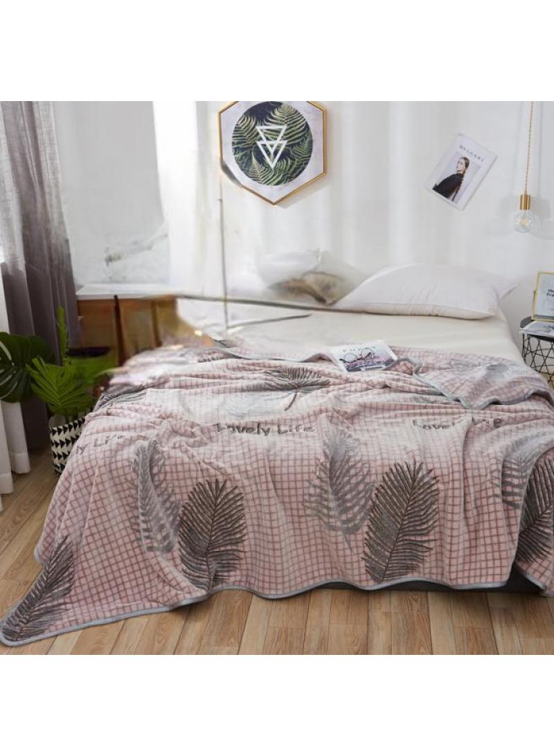 Bluejw 1-Piece Plant Pattern Cozy Blanket Air Conditioning Blanket  - Image 1