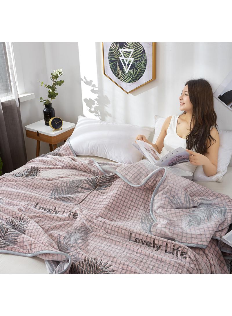 Bluejw 1-Piece Plant Pattern Cozy Blanket Air Conditioning Blanket  - Image 2