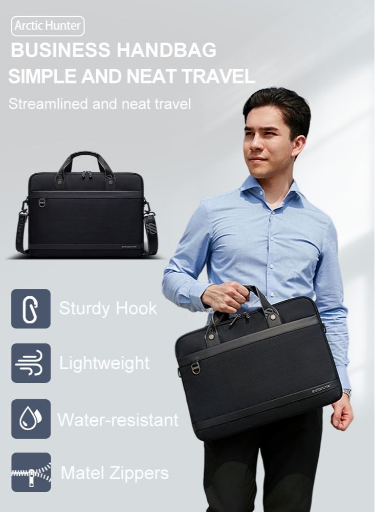 Professional Laptop Bag, Business Travel Briefcase Crossbody Shoulder Bag,Water Resistant Office Notebook Case Messenger Bag for Men and Women Fits 15.6 Inch Laptop,MacBook,Black 