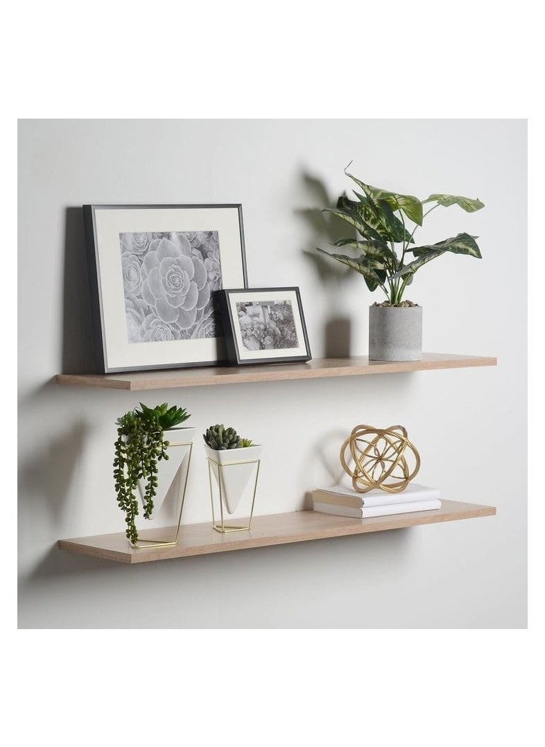 Generic - 2 beige wooden flying shelves - Image 1