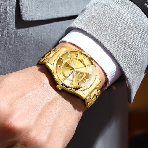 OPK Watches for Men Gold Diamond Roman Analog Mens Watches Waterproof Large Stainless Steel Men Wrist Watch Business Father Gift Watch - Image 4
