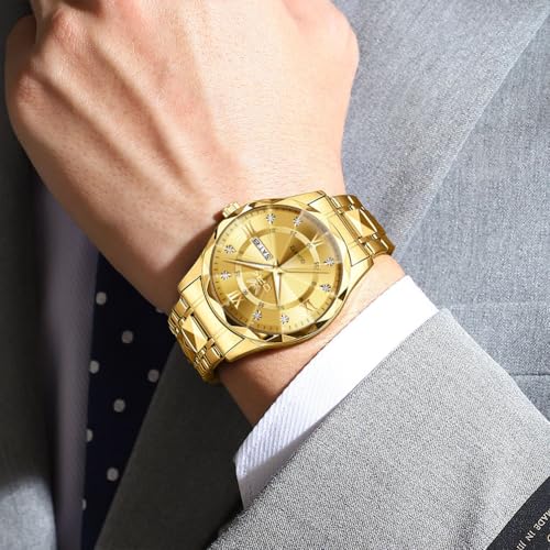 OPK Watches for Men Gold Diamond Roman Analog Mens Watches Waterproof Large Stainless Steel Men Wrist Watch Business Father Gift Watch - Image 3