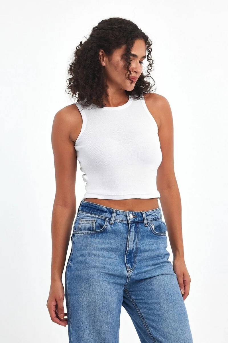 ميتاليك Ribbed Black Crop Halter Neck Zero Sleeve Cotton 3-Pack Women's Undershirt