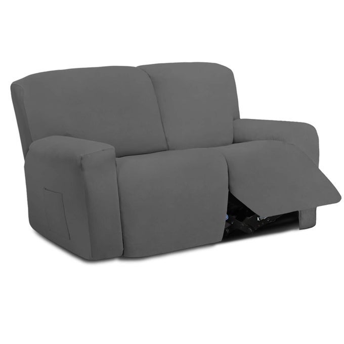 EASYGOING 6 PIECES MICROFIBER STRETCH SECTIONAL RECLINER SOFA SLIPCOVER SOFT FITTED FLEECE 2 SEATS COUCH COVER WASHABLE FURNITURE PROTECTOR WITH ELASTICITY FOR KIDSRECLINER LOVESEAT GRAY