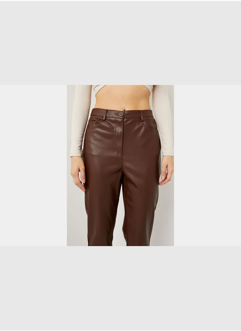 ارديني Vegan Leather Straight Leg Pants