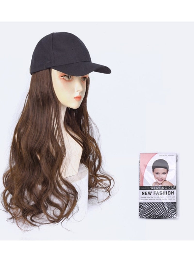 Wig hat big wavy long curly hair peaked cap baseball cap hat synthetic fiber wig cosplay wig costumes dress up wig  - Image 2