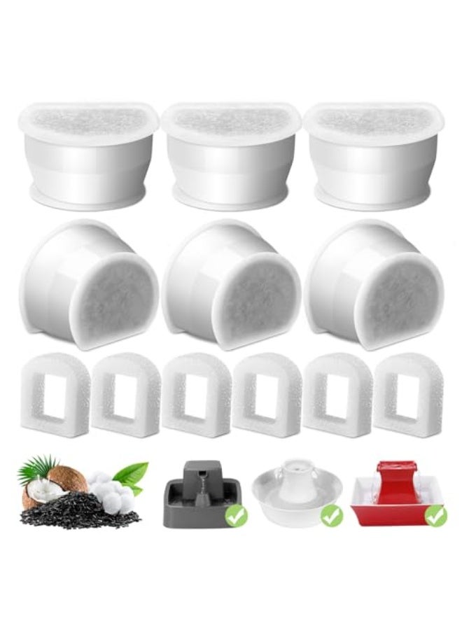 6-Pack Cat Fountain Replacement Carbon Filters, 6 Pcs Water Fountain Filters & 6 Pcs Replacement Foam for Ceramic Pagoda Avalon Butterfly Sedona Automatic Water Bowl Filters with Pre-Filter Foam - Image 1