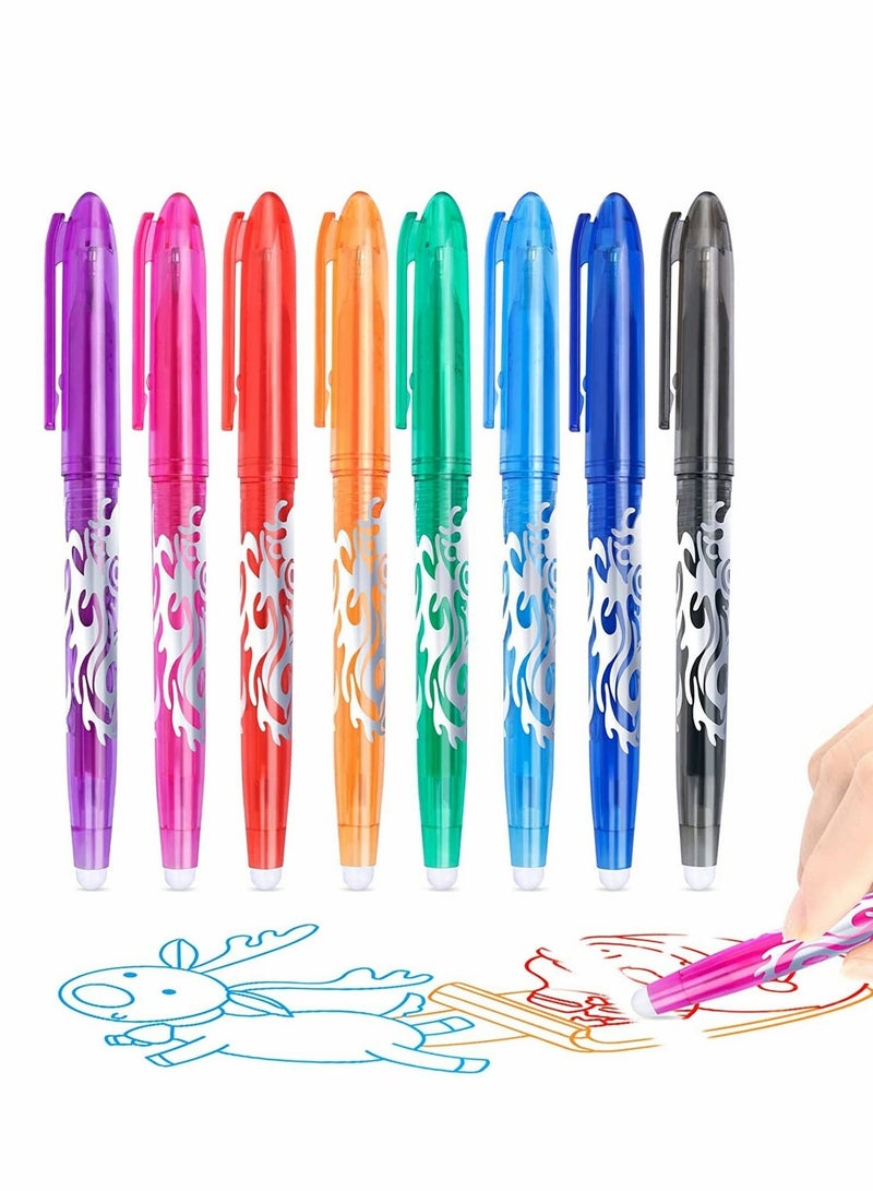 Erasable Pens, Erasable Rollerball Pen, 0.5mm Tip Rubber Pen, Ink Eraser Pen, 8 Colors Erasable Gel Pens for Kids Adults School Supplies Office Stationery, Color Hot Water Type Erasable Pen - Image 1