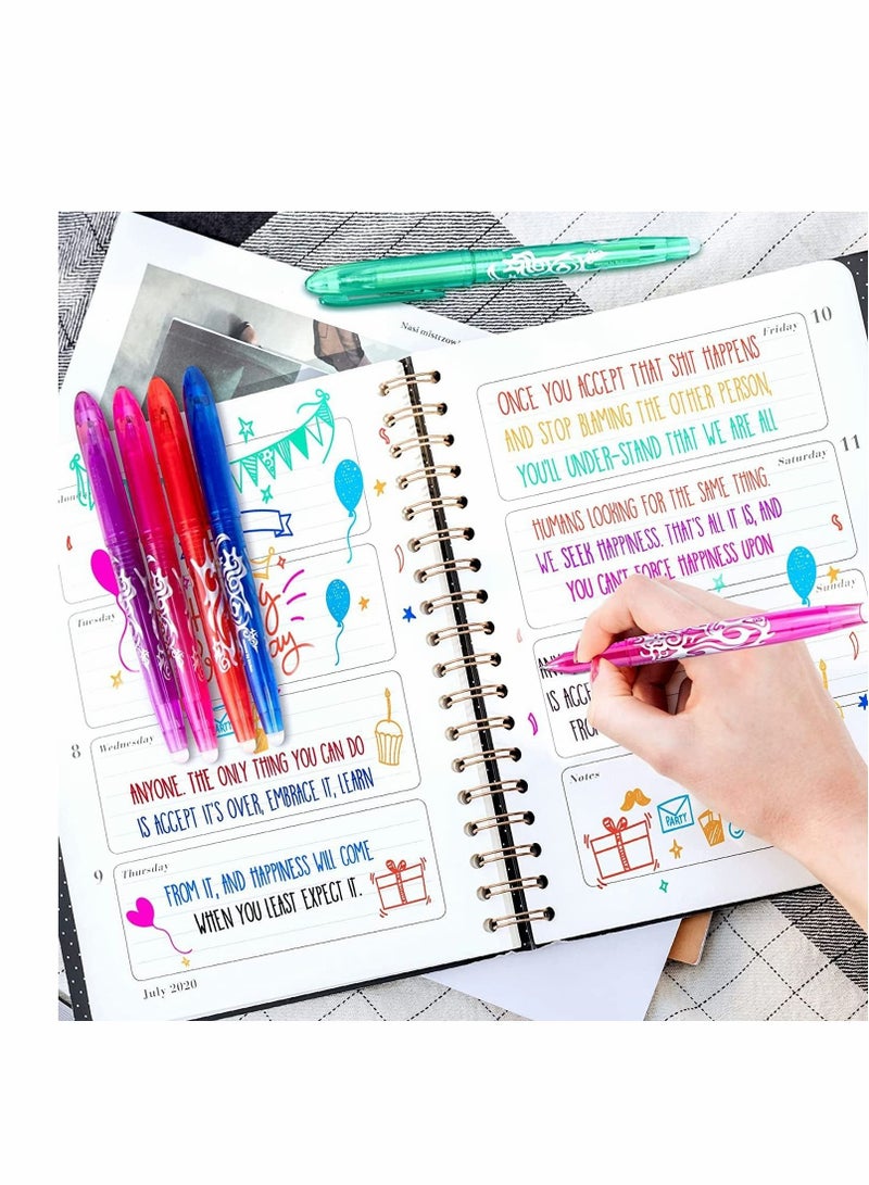 Erasable Pens, Erasable Rollerball Pen, 0.5mm Tip Rubber Pen, Ink Eraser Pen, 8 Colors Erasable Gel Pens for Kids Adults School Supplies Office Stationery, Color Hot Water Type Erasable Pen - Image 2