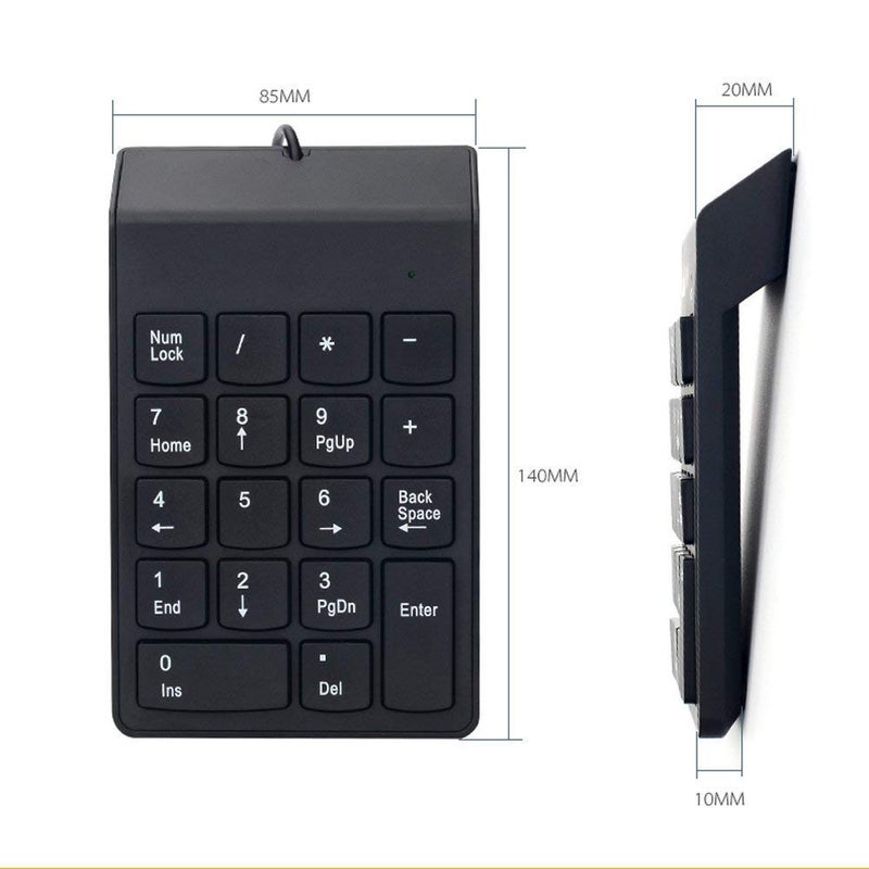 InfiDeals USB Numeric Keypad, Portable Slim Mini Number Pad for Laptop Desktop Computer PC, Full Size 18 Key, Big Print Letters - Black - Image 2