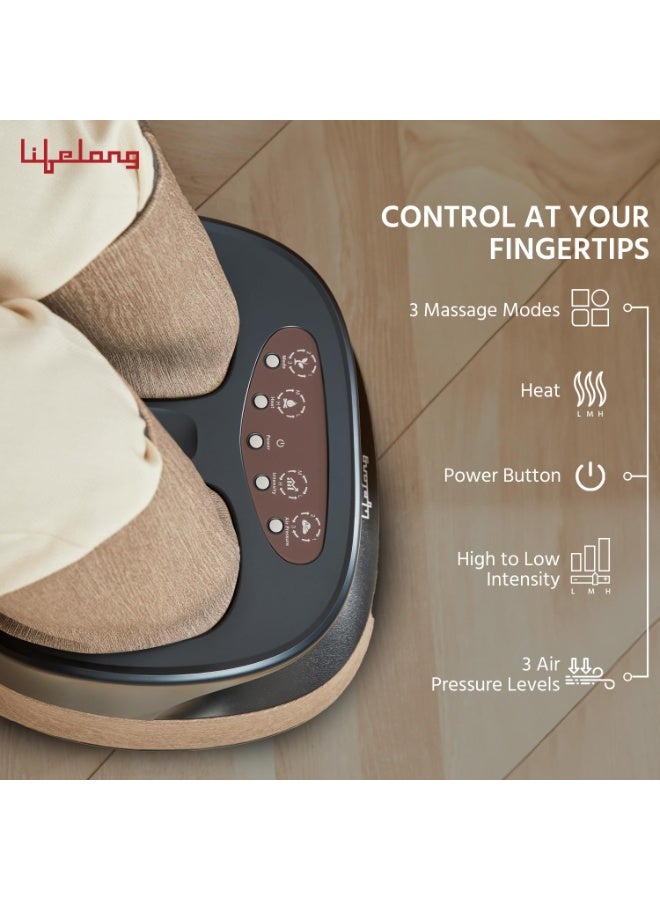 Lifelong Air Pressure Foot & Leg Massager Machine for With Heat For Home -Relaxing Shiatsu & Kneading Calf Massage with Heat & 14 Compression,6 Foot Rollers & 3 Massage Modes for Pain Relief - Image 2