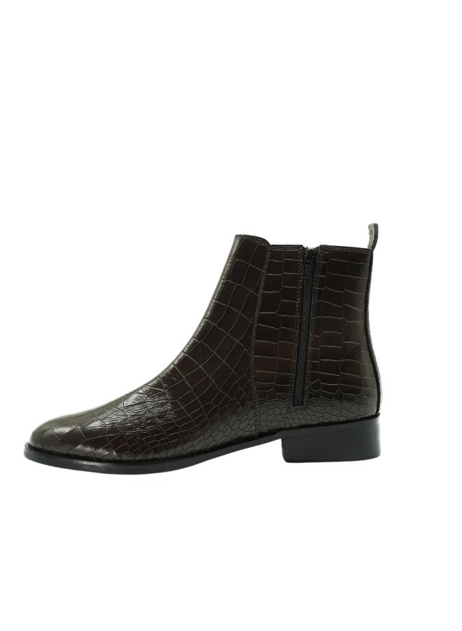Brenvick Vittorio Premium Croc Chelsea Boots for Men Brown Round Toe | Leather Look Slip-On Ankle Boots | Elastic Side Panels | Smart Casual & Formal Wear - Image 2