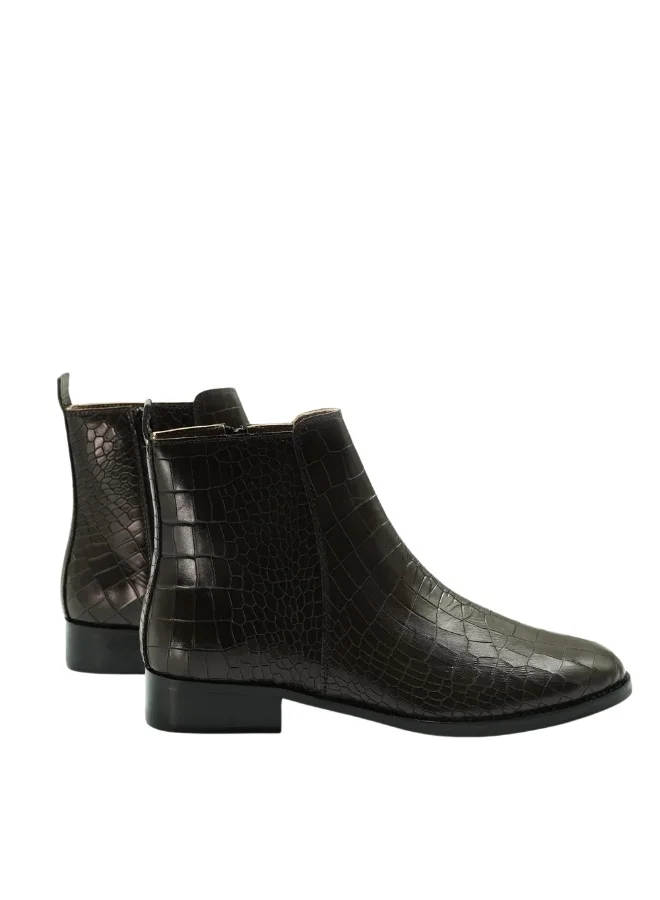 Brenvick Brown Brenvick Vittorio Premium Croc Chelsea Boots for Men Brown Round Toe | Leather Look Slip-On Ankle Boots | Elastic Side Panels | Smart Casual & Formal Wear for Men | Best Price UAE