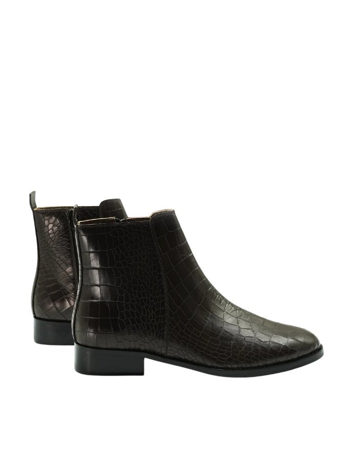 Brenvick Vittorio Premium Croc Chelsea Boots for Men Brown Round Toe | Leather Look Slip-On Ankle Boots | Elastic Side Panels | Smart Casual & Formal Wear - Image 3