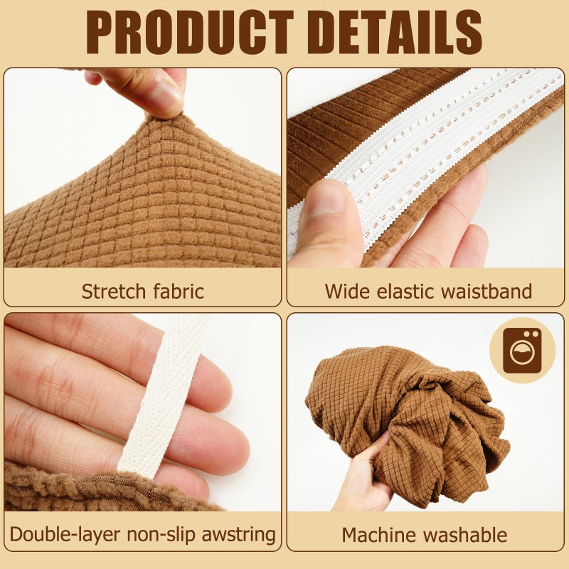 DIFEDO RV Couch Covers for Sofa Bed,2 Piece Washable Backrest & Seat Armless Sofa Couch Covers Stretch Furniture Protector with Elastic Bottom for Jackknife Sleeper Sofas (Brown) - Image 4