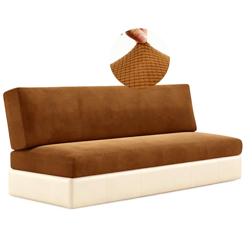 DIFEDO RV Couch Covers for Sofa Bed,2 Piece Washable Backrest & Seat Armless Sofa Couch Covers Stretch Furniture Protector with Elastic Bottom for Jackknife Sleeper Sofas (Brown) - Image 1