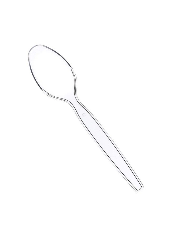 Comfy Package [100 Pack] Heavy Duty Disposable Clear Plastic Spoons - Plastic Silverware, Basic Cutlery for Parties, Events, and Everyday Use - Image 2