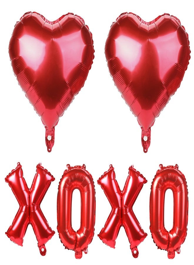 QIHOMPIB 16 Inch Red XOXO Letter Balloons Red Heart Foil Balloons Valentines Day Party Decorations Favors Supplies Valentine Galentines Wedding Ceremonies Bridal Shower Balloon Banner Wall Decor Photo Props - Image 1